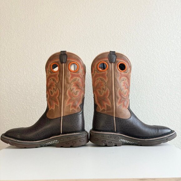 NEW Capitan Mens Cowboy Workboots Size 9D Western Brown Leather Square Toe Boots - Picture 7 of 10